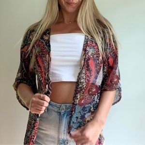 Slightly sheer paisley layering shawl